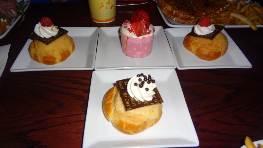 Delicious dessert options available - profiteroles and cupcakes! 