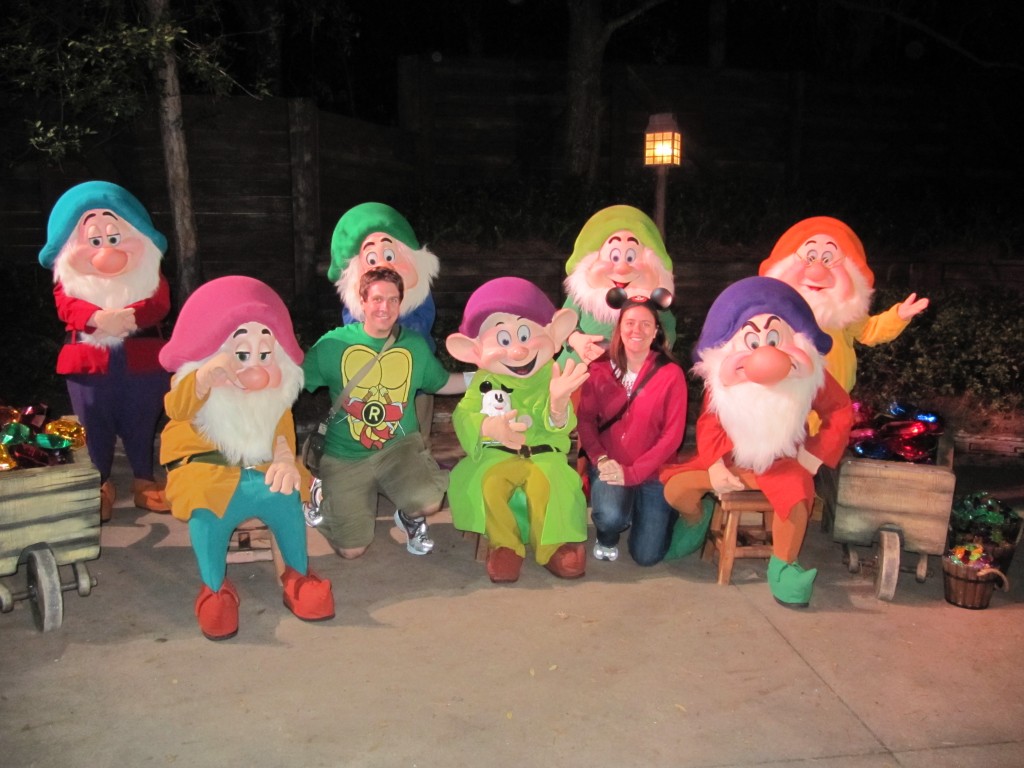 From Left to Right: Bashful, Sleepy, Raphael, Sneezy, Dopey, Happy, Heather, Grump, and Doc